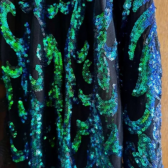 Iridescent Sequin Mesh Duster Cardigan | Size L - Picture 4 of 8